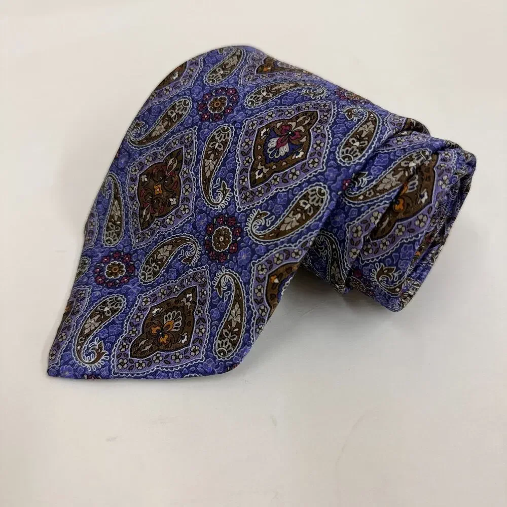 Robert Talbott Best of Class Purple Brown Paisley 100% Silk Tie Men's Classic US